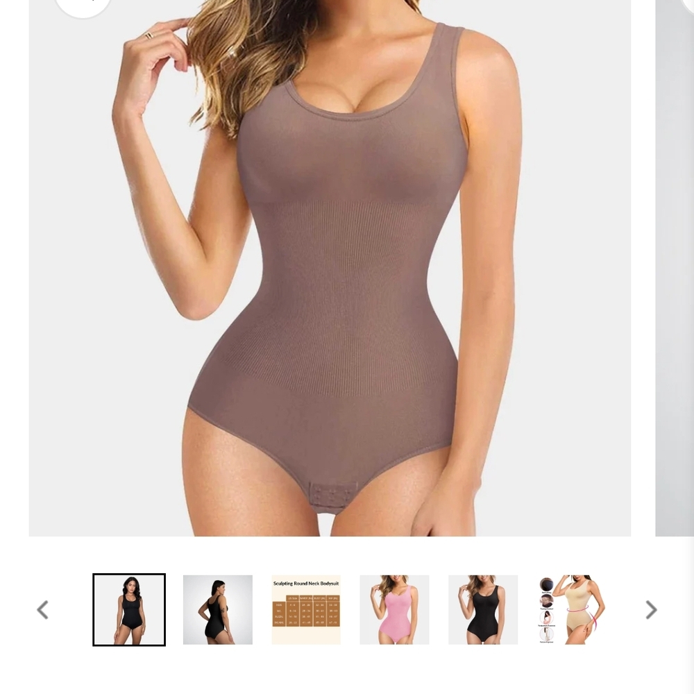 NWT Luxmery Sculpting Seamless Round Neck Bodysuit Shapewear color Umber